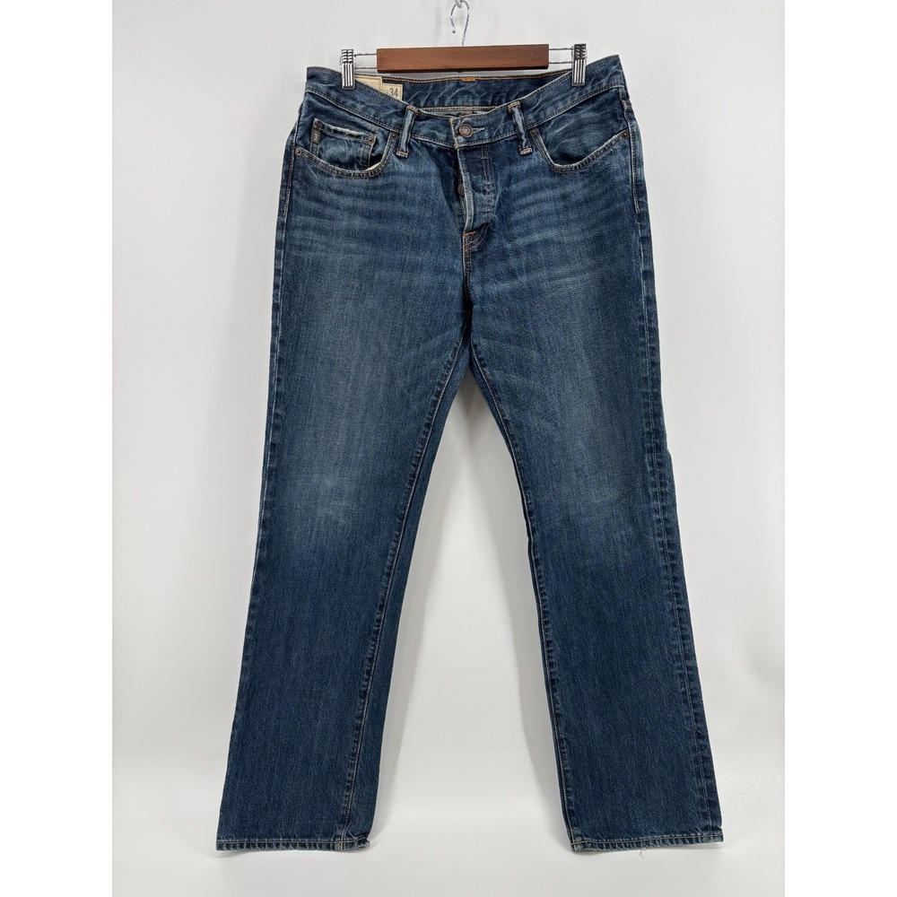 Abercrombie & Fitch Mens Blue Denim Dark Wash Classic Straight Leg Jeans 33x32